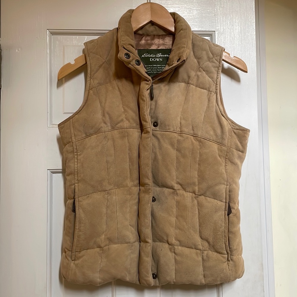 Eddie Bauer tan down vest, size XS
